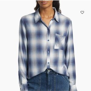 NWT Rails Hunter plaid top in Pacific Ivory Blue M